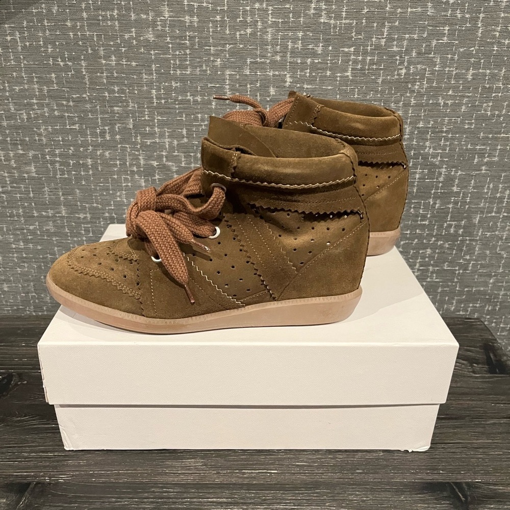 NIB Isabel Marant Bobby suede calfskin leather wedge sneakers 8 1/2 - Picture 5 of 13